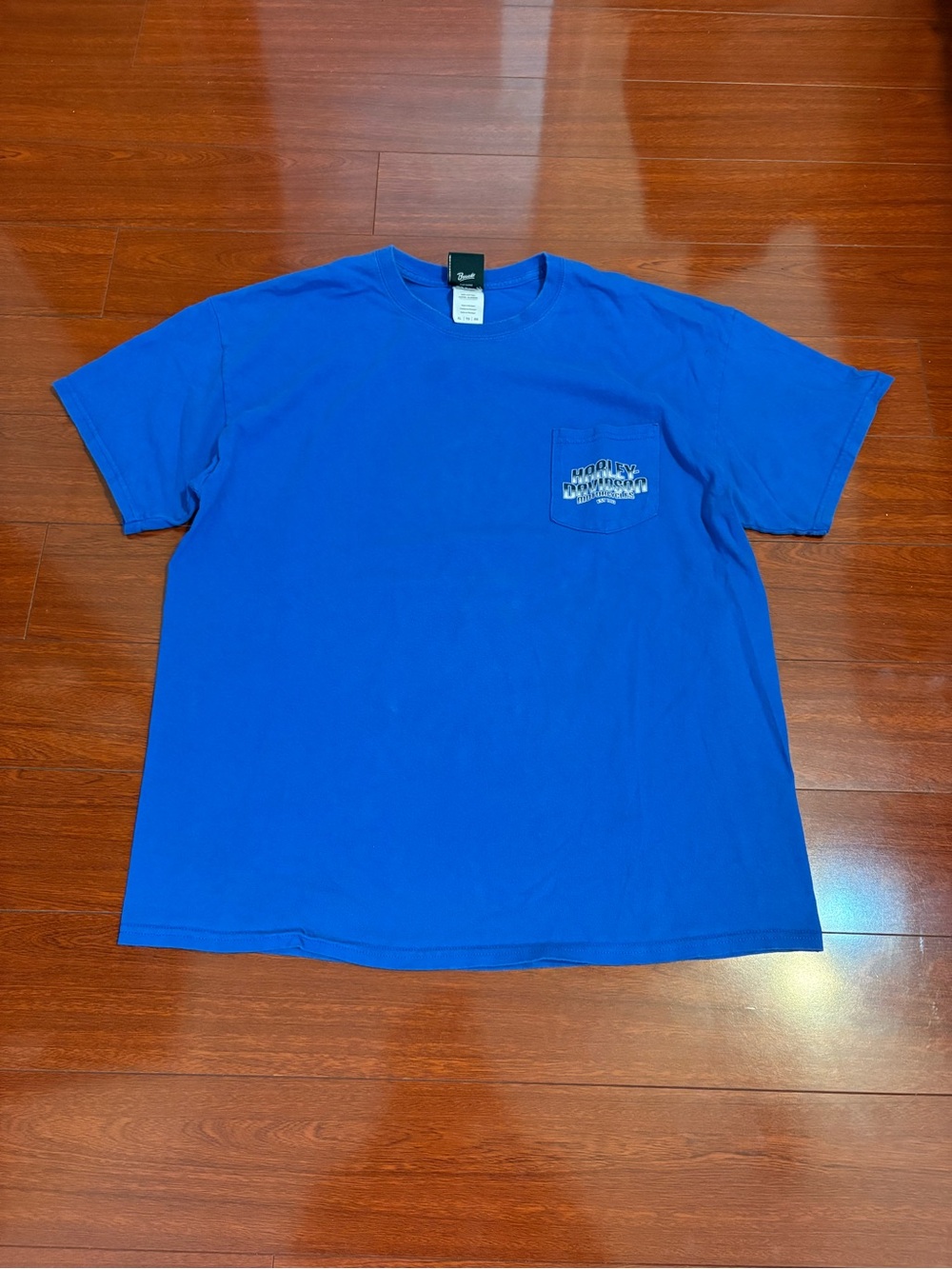 Men’s Vintage Blue Harley Davidson Graphic Short Sleeve Shirt Size XL New York